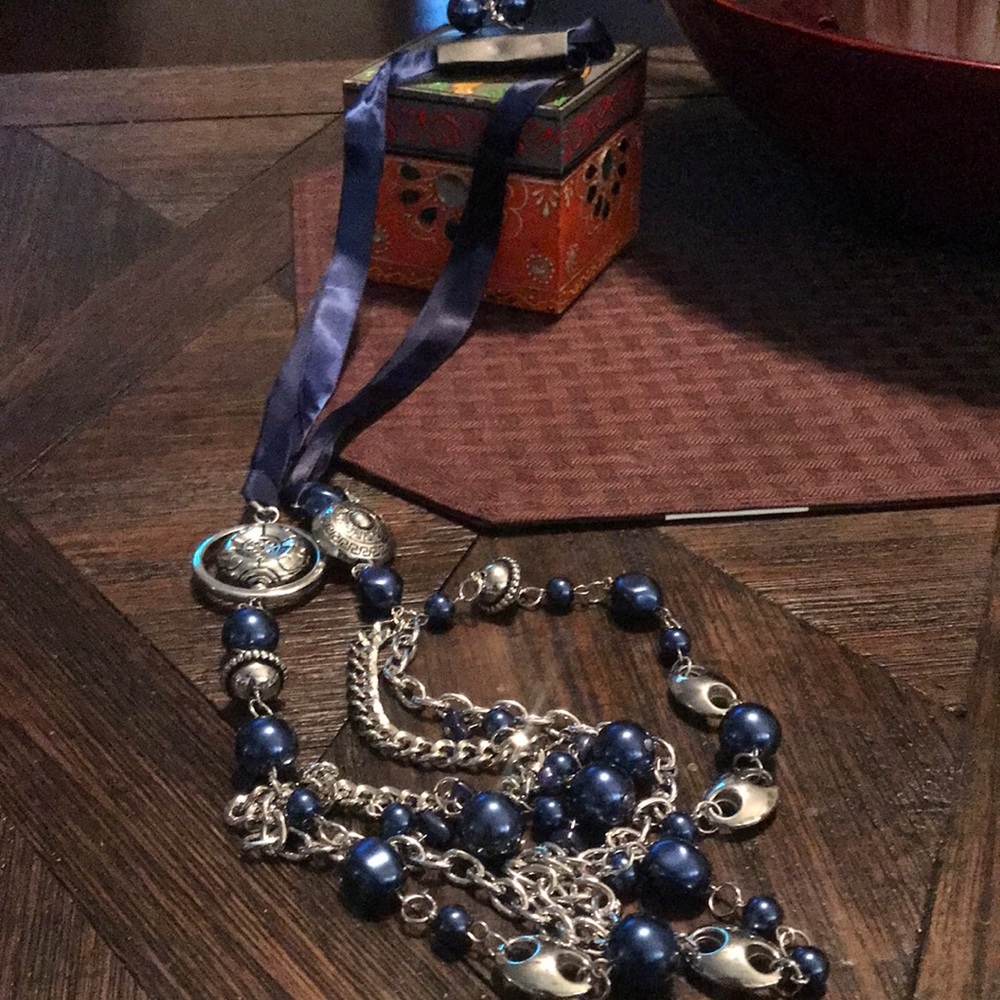 Paparazzi Navy Blue All The Trimmings Necklace and Earrings